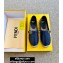 Fendi Croco Pattern Espadrilles Dark Blue with FF Baguette 2020