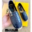 Fendi Croco Pattern Espadrilles Dark Blue with FF Baguette 2020