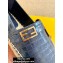 Fendi Croco Pattern Espadrilles Dark Blue with FF Baguette 2020