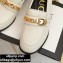 Gucci Textured Leather Mid-heel Loafers White with Chain 2020