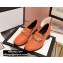 Gucci Textured Leather Mid-heel Loafers Orange with Chain 2020