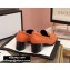 Gucci Textured Leather Mid-heel Loafers Orange with Chain 2020
