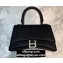 Balenciaga Hourglass Small Top Handle Bag in Grained Calfskin Black