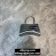 Balenciaga Hourglass XS Top Handle Bag in Crocodile Embossed Calfskin Silver
