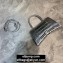Balenciaga Hourglass Small Top Handle Bag in Crocodile Embossed Calfskin Silver