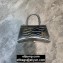Balenciaga Hourglass Small Top Handle Bag in Crocodile Embossed Calfskin Silver