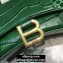 Balenciaga Hourglass XS Top Handle Bag in Crocodile Embossed Calfskin Green/Gold