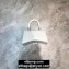 Balenciaga Hourglass XS Top Handle Bag in Crocodile Embossed Calfskin White/Silver