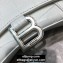 Balenciaga Hourglass XS Top Handle Bag in Crocodile Embossed Calfskin White/Silver