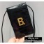 Balenciaga B. Phone Holder Bag in Crocodile Embossed Calfskin Black