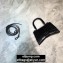 Balenciaga Hourglass XS Top Handle Bag in Crocodile Embossed Calfskin So Black