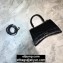 Balenciaga Hourglass Small Top Handle Bag in Crocodile Embossed Calfskin So Black