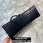 Balenciaga Hourglass Large Top Handle Bag in Crocodile Embossed Calfskin So Black