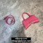 Balenciaga Hourglass XS Top Handle Bag in Crocodile Embossed Calfskin Pink/Silver