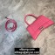 Balenciaga Hourglass Small Top Handle Bag in Crocodile Embossed Calfskin Pink/Silver