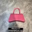 Balenciaga Hourglass Small Top Handle Bag in Crocodile Embossed Calfskin Pink/Silver