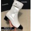 Chanel Heel 4.5cm Boots Patent Crinkled White/Black 2020