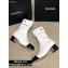 Chanel Heel 4.5cm Boots Patent Crinkled White/Black 2020