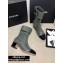 Chanel Heel 4.5cm Boots Patent Crinkled Dark Green/Black 2020