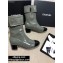 Chanel Heel 4.5cm Boots Patent Crinkled Dark Green/Black 2020