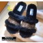 Louis Vuitton Mink Fur Lock It Flat Mules Black/Brown 2020