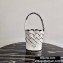 Prada Leather Tress Bucket Bag with Woven Motif 1BE049 White 2020