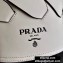 Prada Leather Tress Bucket Bag with Woven Motif 1BE049 White 2020