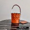 Prada Leather Tress Bucket Bag with Woven Motif 1BE049 Orange 2020