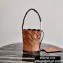 Prada Leather Tress Bucket Bag with Woven Motif 1BE049 Brown 2020