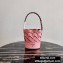Prada Leather Tress Bucket Bag with Woven Motif 1BE049 Pink 2020