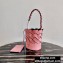 Prada Leather Tress Bucket Bag with Woven Motif 1BE049 Pink 2020