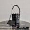 Prada Leather Tress Bucket Bag with Woven Motif 1BE049 Black 2020