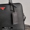 Prada Saffiano Leather Briefcase Bag 2VE368 Black/Red Logo