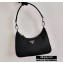 Prada Nylon and Crocodile Hobo Shoulder Bag 1BC204 Black 2020