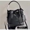 Prada Nylon and Saffiano Leather Bucket Bag 1BE055 Black 2020