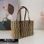 Loewe Small Square Basket bag in reed and calfskin
