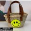 Loewe Small Smiley Basket bag in palm leaf and calfskin