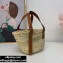 Loewe Small Basket bag in palm leaf and calfskin