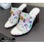 Louis Vuitton Heel 10cm Dauphine Indiana Mules Multicolor Monogram White 2020
