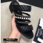 Chanel Heel 4.5cm Lambskin Chain and Pearl Mules Black 2020