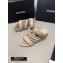 Chanel Heel 4.5cm Lambskin Chain and Pearl Mules Beige 2020