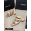 Chanel Heel 4.5cm Lambskin Chain and Pearl Mules Beige 2020