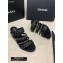 Chanel Heel 4.5cm Lambskin Studs Chain Mules Black 2020