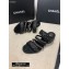 Chanel Heel 4.5cm Lambskin Studs Chain Mules Black 2020