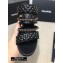 Chanel Heel 4.5cm Lambskin Studs Chain Mules Black 2020