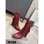 Louis Vuitton Monogram-Flower Heel 10cm Ankle Boots Burgundy with Buckle 2020