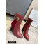Louis Vuitton Monogram-Flower Heel 10cm Ankle Boots Burgundy with Buckle 2020
