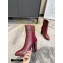 Louis Vuitton Monogram-Flower Heel 10cm Ankle Boots Burgundy with Buckle 2020