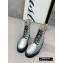Balmain Leather Ranger Romy Ankle Boots Quilted Silver 2020