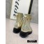 Balmain Leather Ranger Romy Ankle Boots Quilted Gold 2020